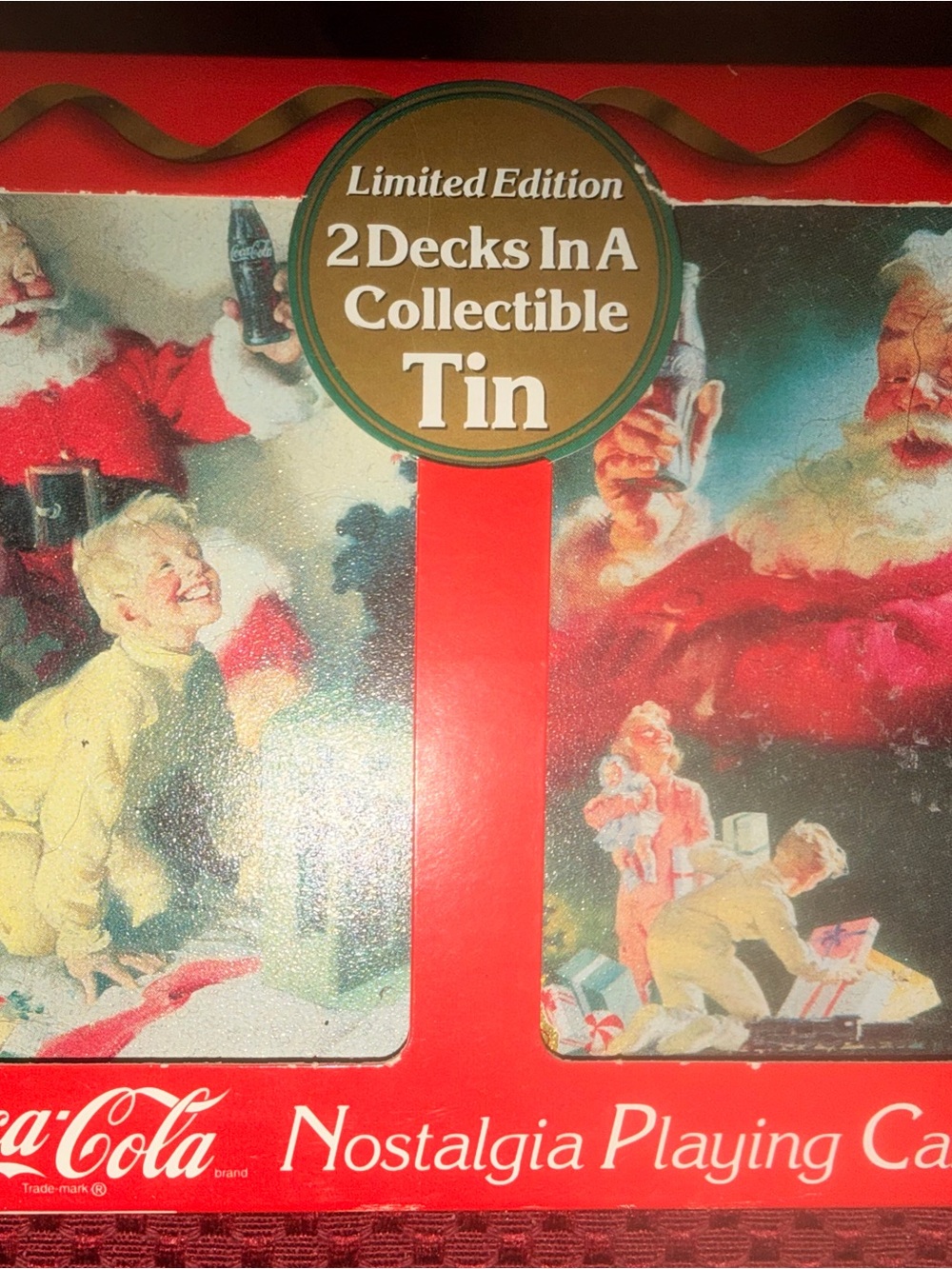 Coca Cola Red and Gold Nostalgia Playing Card Tin